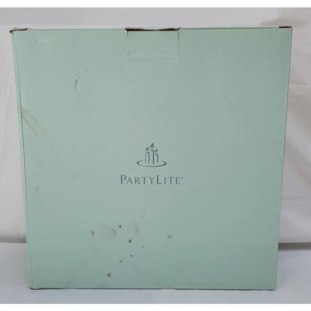 PartyLite Bamboo Wooden Tray Holder with Mint Green Box - Picture 9 of 15